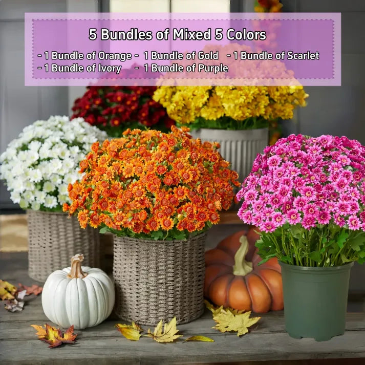 🌹Last Day Each🌹 - Artificial Outdoor Sunset Mums Flowers - Waterproof, Windproof