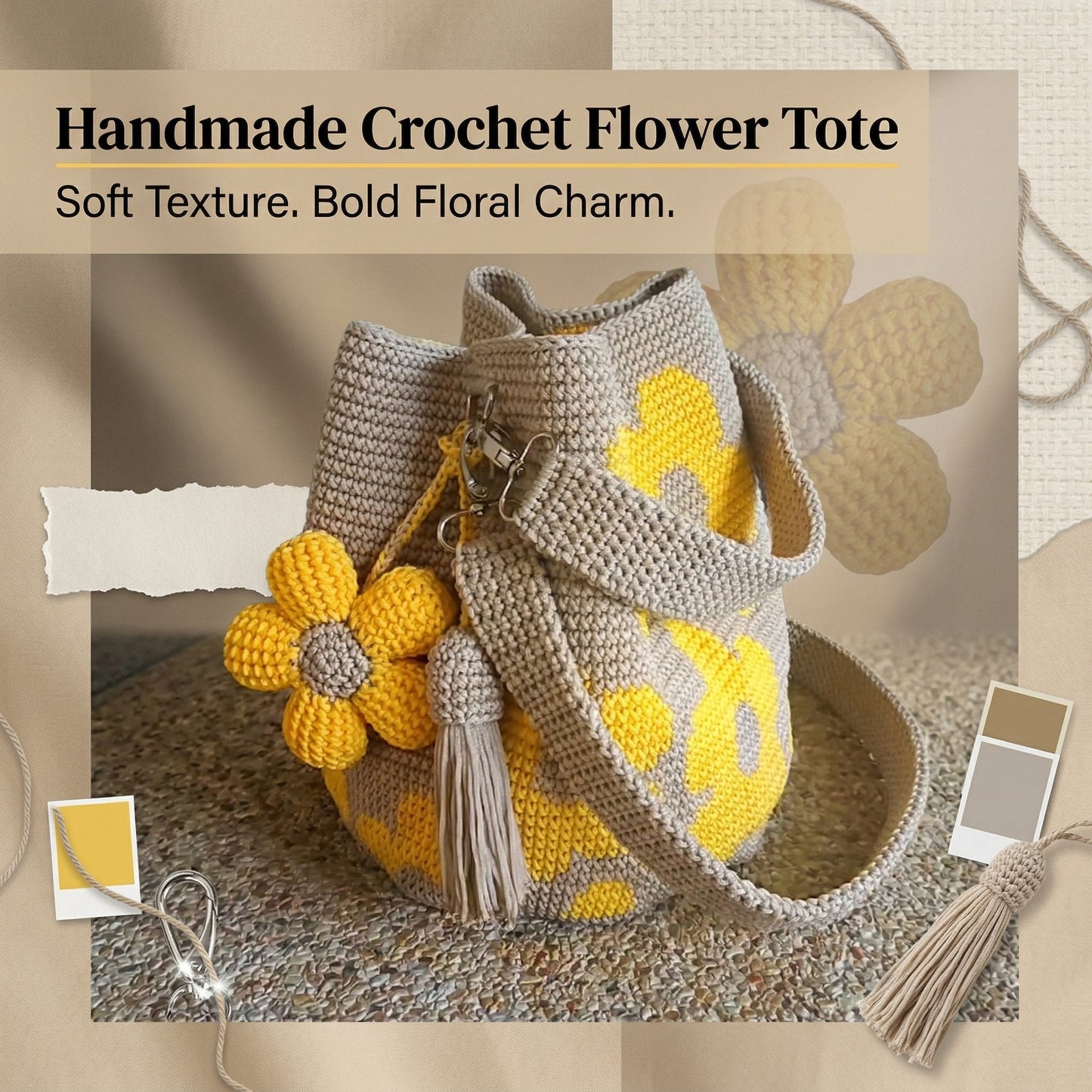 DIY Handmade Crochet Flower Tote Bag 🌼✨